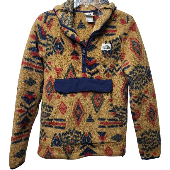 The North Face Mens XS Pullover Hoodie Fleece Aztec Print Quarter Zip - Picture 1 of 14
